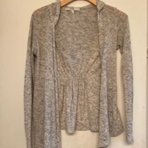 Light heathered hooded cardigan